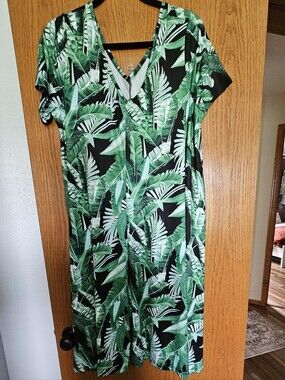 FINAL..(2pieces) Liquid Knit Dresses, Green And Purple Prints (2 Dresses)